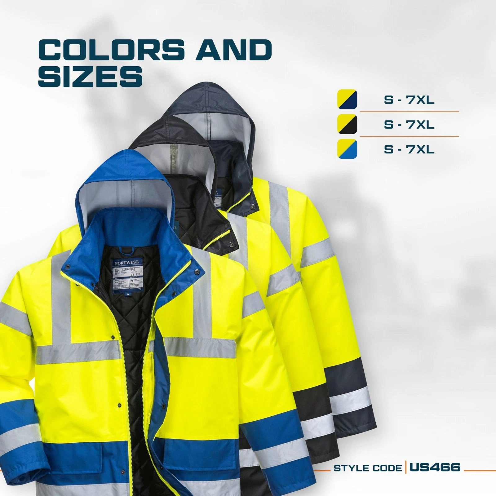 Hi-Vis Contrast Traffic Jacket Viz Insulated Safety Visability Work Wear Rain... image 5