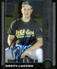 1999 Bowman Chrome BRETT LAXTON Signed Card autograph auto A'S LSU TIGERS