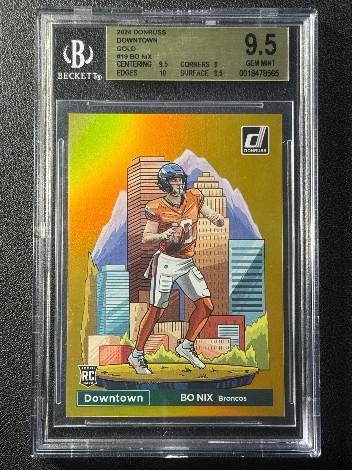 Bo Nix Panini Donruss Downtown! #19 Gold