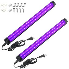 2 Packs 10W 1Ft Linkable UV-A Black Light Bars with 59in Plug Switch 2Pack