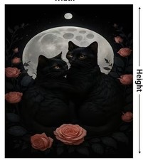 Kuschel-Decke 200cm Katze schwarz R Gothic Fleecedecke Flanell (statt 35,99)
