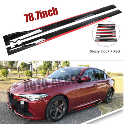 Glossy Black Look 78.7'' Side Skirt Extension Spoiler For Alfa Romeo Giulia  U