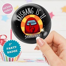 Among Us gamer birthday badge - personalised gamer pin badge - fast dispatch!