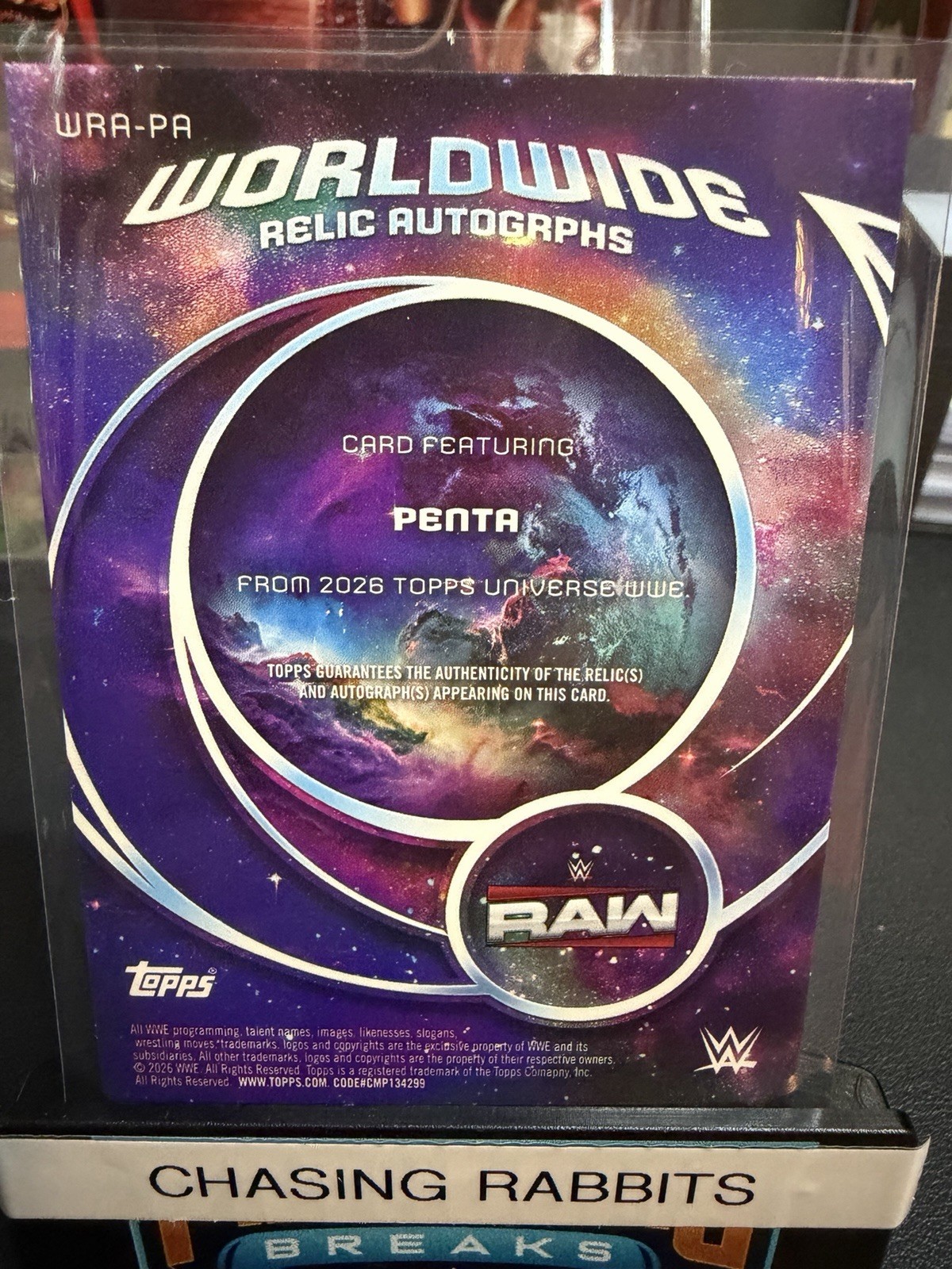 Topps 2026 WWE Universe Penta Worldwide Relic Auto WRA-PA 30/99 RAW view 3