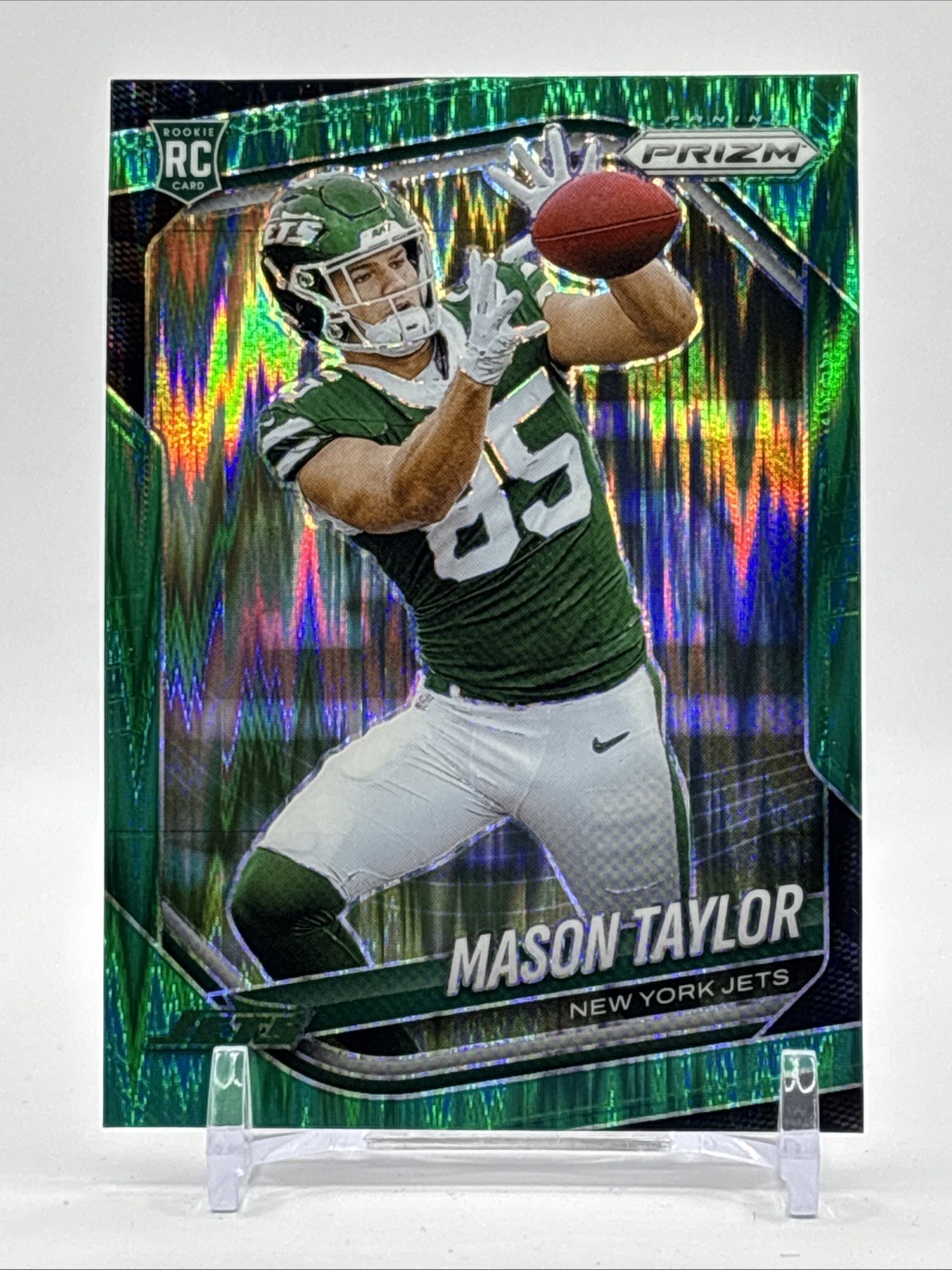 2025 Panini Prizm #329 Mason Taylor RC Green Flash Prizm New York Jets (F)