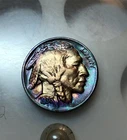1936  Toned Buffalo Nickel Rainbow Toned Beautiful Patina Nice Details