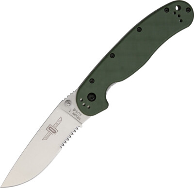 Ontario RAT 1 Linerlock OD Green Folding AUS-8 Serrated Pocket Knife 