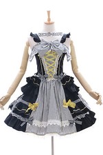 JL-620-2 schwarz weiß liniert Stretch Gothic Lolita Kleid Kostüm dress Cosplay