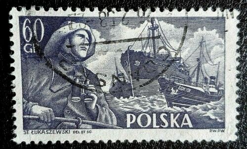 Polonia: 1956 navi polacche 60 gr. Francobollo raro e da collezione. - Foto 1 di 1