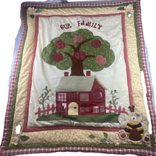 Quilt Comforter Cottage Core Nursery Wall Hanging Or Crib Blanket "Our Family"