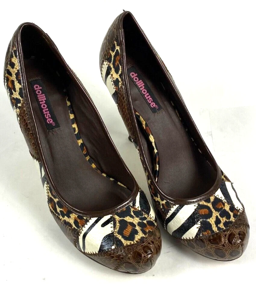 Zapatos de tacón alto con estampado de animales para casa de muñecas talla 8 Foto 4 de 4