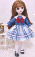 Gelenkpuppe Spielpuppe 30 cm groß blaue Kleidung beweglich mit 13 Gelenken 
