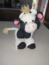 1997 Fisher Price Puffalump Cow Plush Stuffed Animal 10" Black White READ 