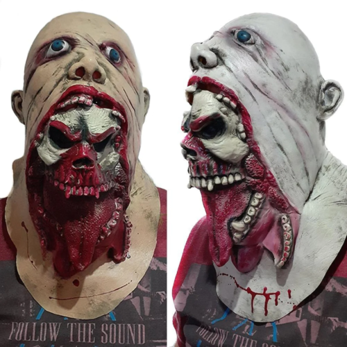 Latex Face Zombie Mask Adult Size Scary Bloody Halloween Prop Costume 2 Shades - Picture 1 of 4