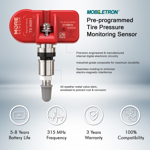 315MHz Pre-programmed TPMS Tire Pressure Sensor | Ford & Loncoln OE# F2GZ1A189A - Picture 3 of 6