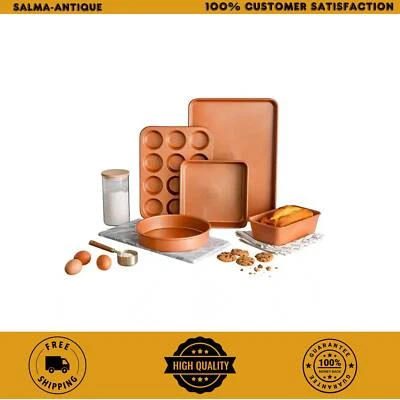 Gotham Steel Bakeware Set Baking Cookie Sheet Cake Pan Copper Non Stick 5 Piece