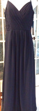 BILL LEVKOFF GOWN NAVY Size 10 MSRP 225 NWT BONING BODICE SPAGHETTI STRAPS