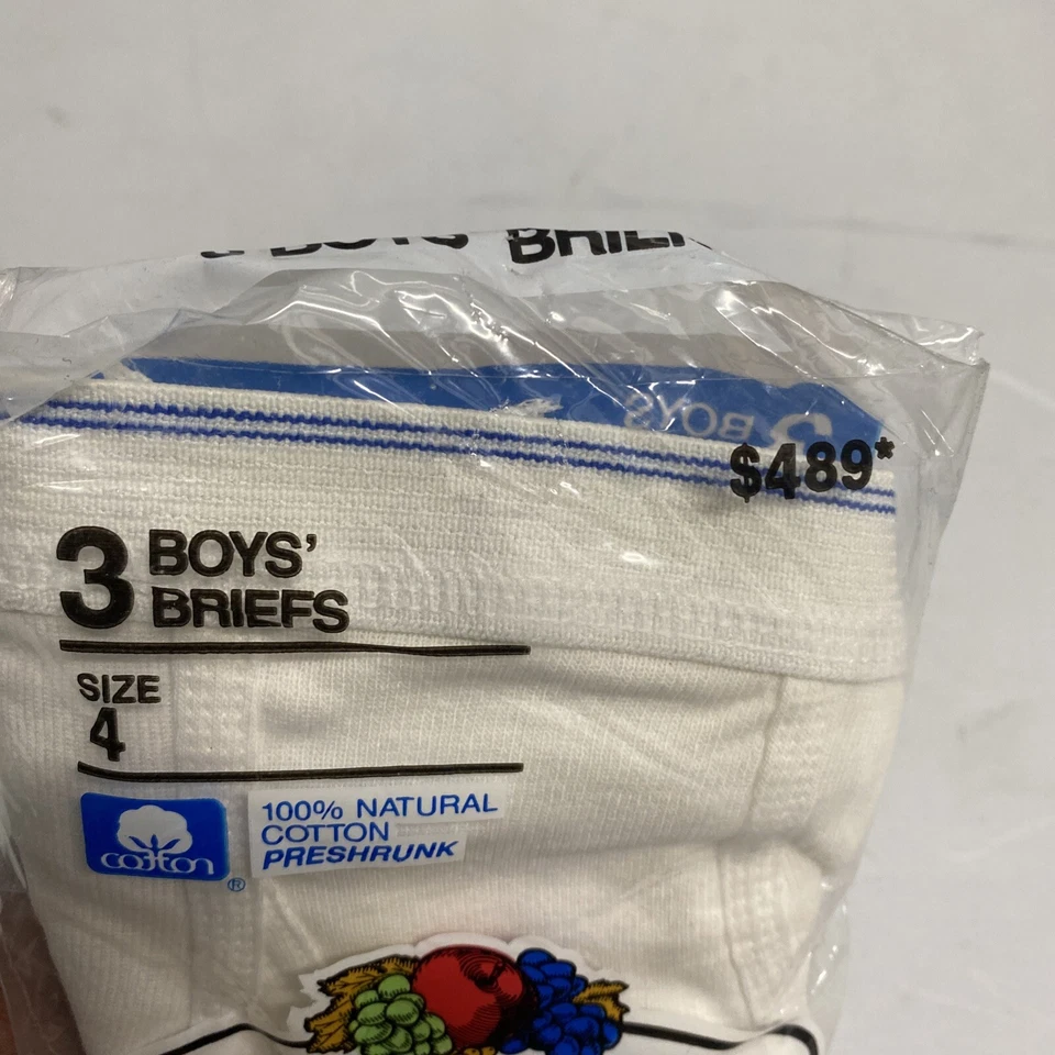 Calzoncillos vintage Fruit Of The Loom para niños talla 4 nuevos 1986 nuevos de stock muerto rayas azules Foto 4 de 4