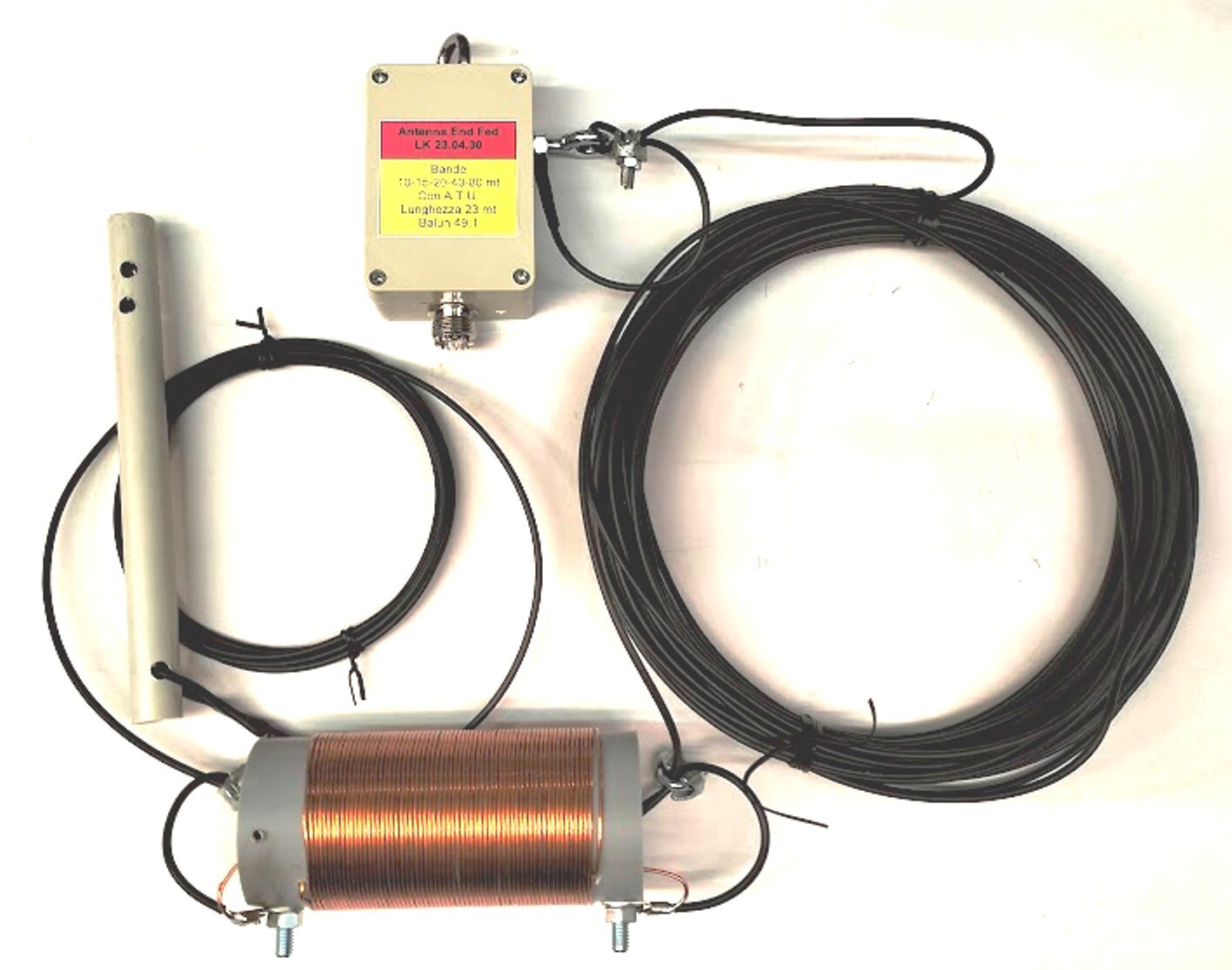 END FED ANTENNA FILARE ENDFED LUNGHEZZA 23MT BANDE 10 15 20 40 80MT LK