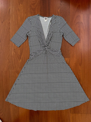 New Anne Klein Dress Jersey Fit & Flare Black & White Polka Dot Short  Sleeves XS | eBay
