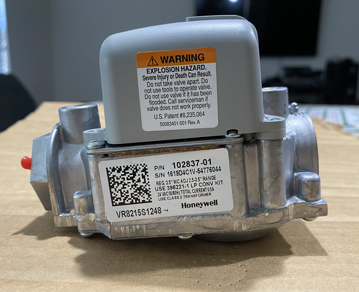 Honeywell VR8215S1248 10283701 1/2" 24V 1Stage Direct Ignition Gas