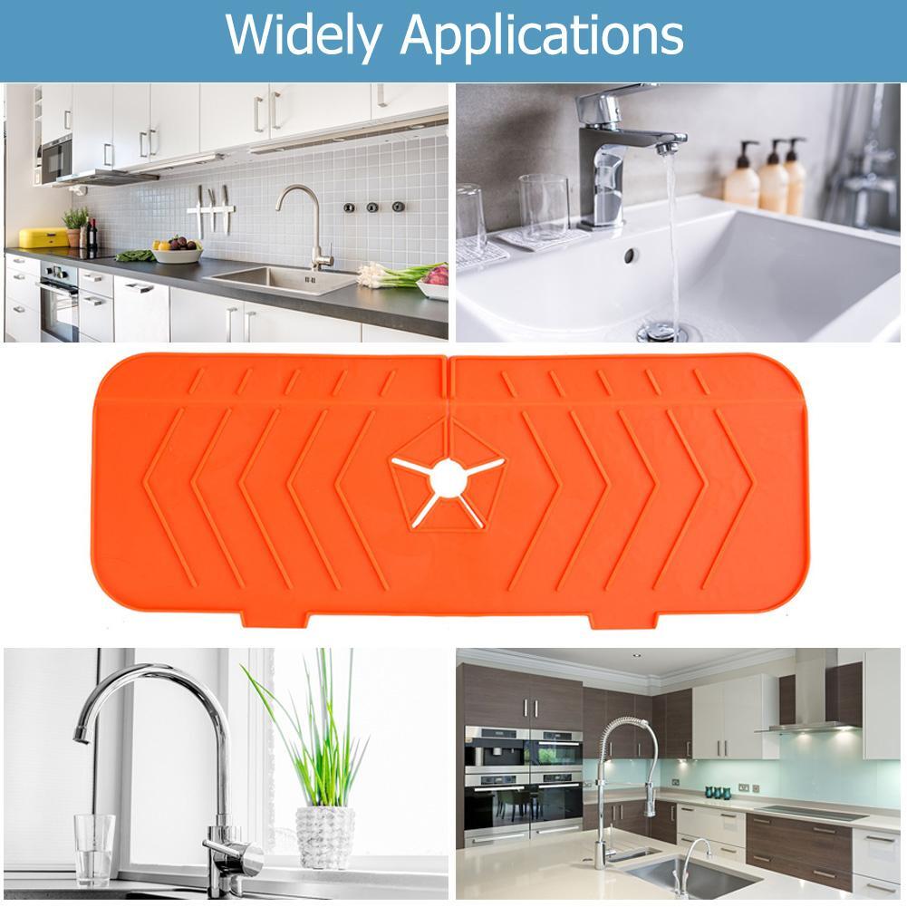 Kitchen Silicone Faucet Mat Sink Splash Guard Drainage Drying Pad for