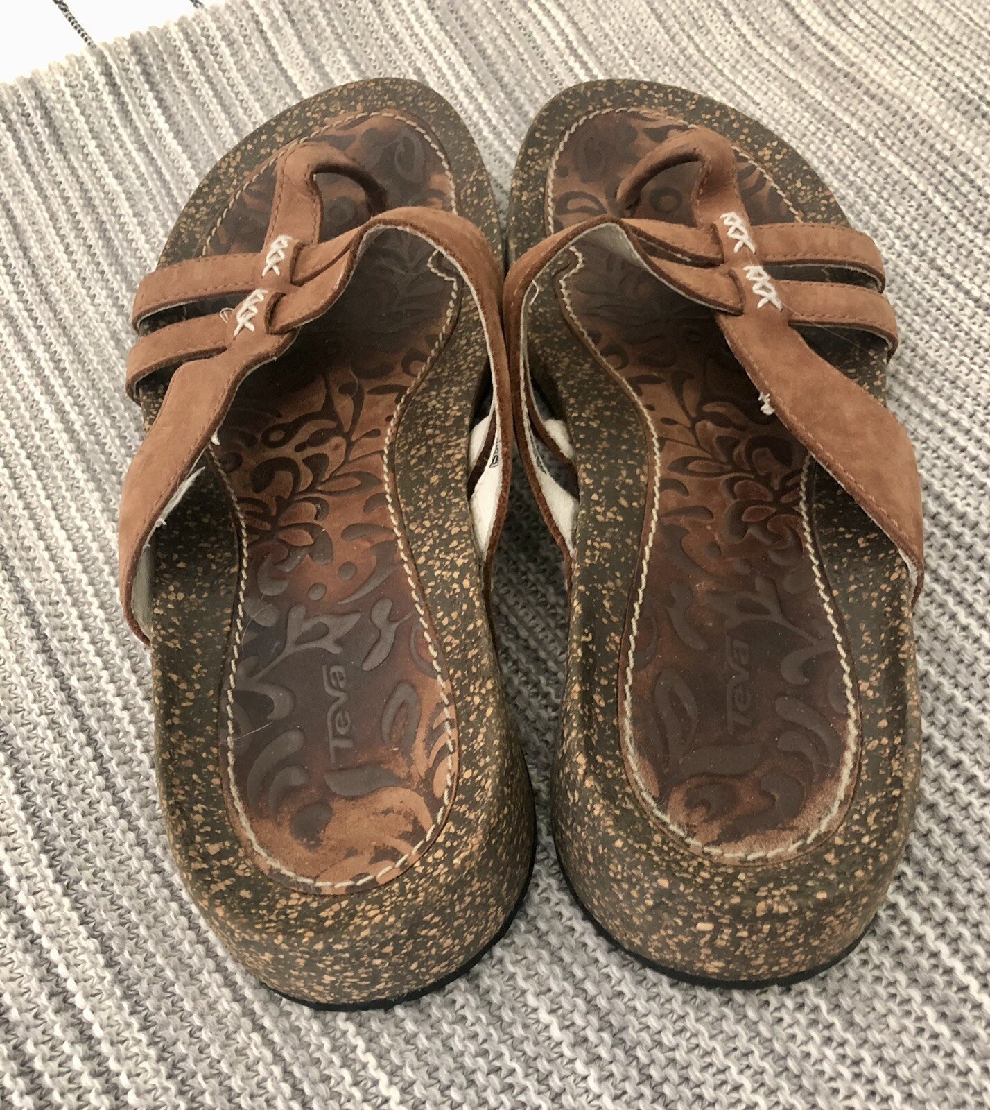 teva leather wedge sandals