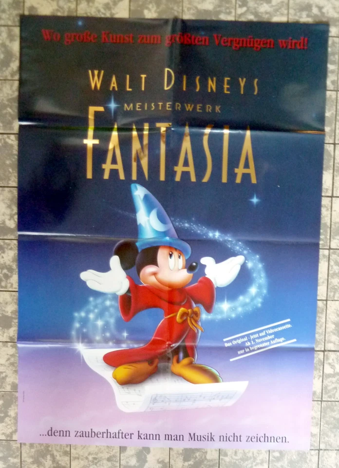 FANTASIA Walt Disney A1-VIDEO-POSTER German 1-Sheet gefaltet - Bild 1 von 1