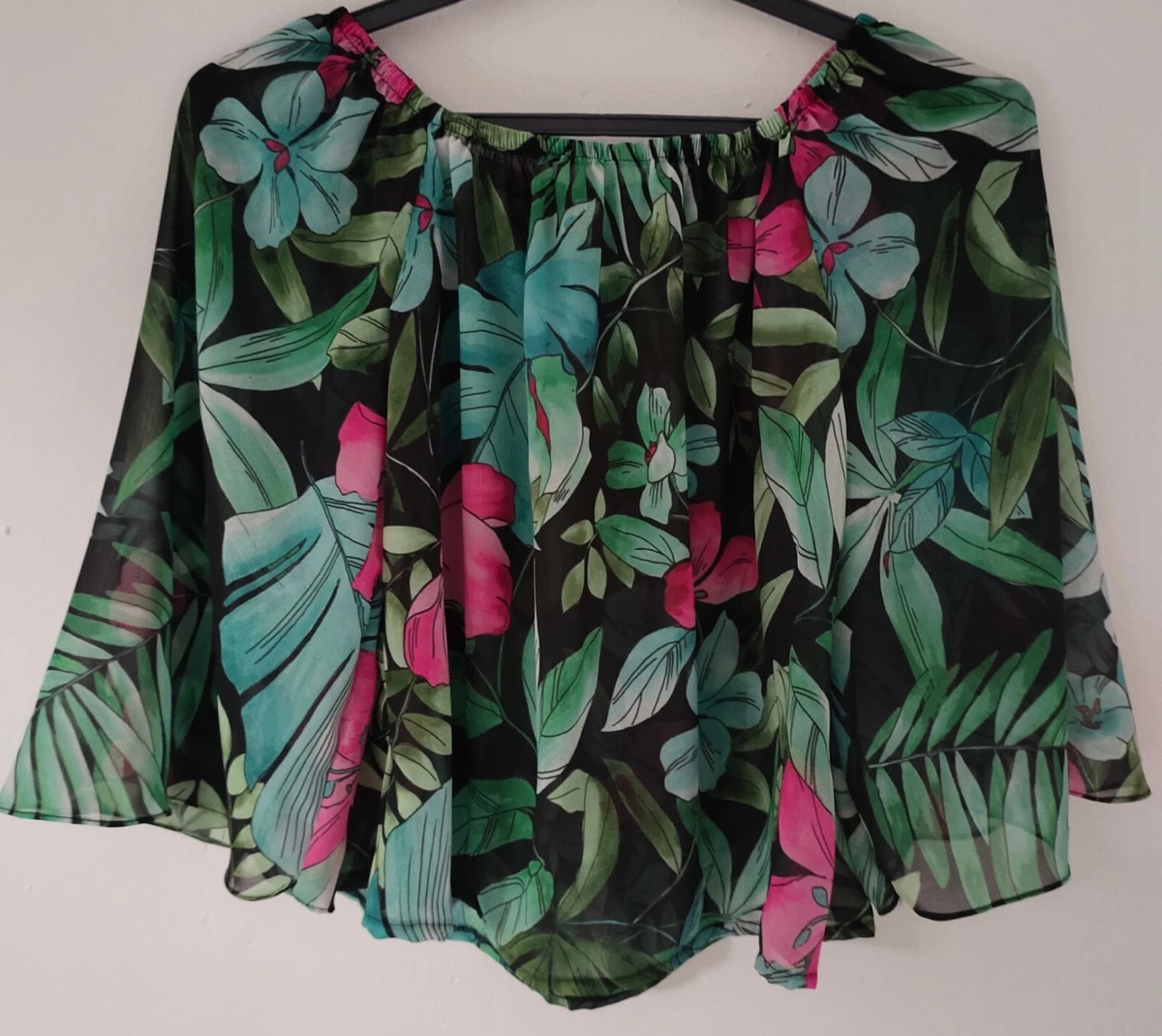 New Fashion Womens Floral tops Girls Flared Sleeve Blouses Ladies Size Free