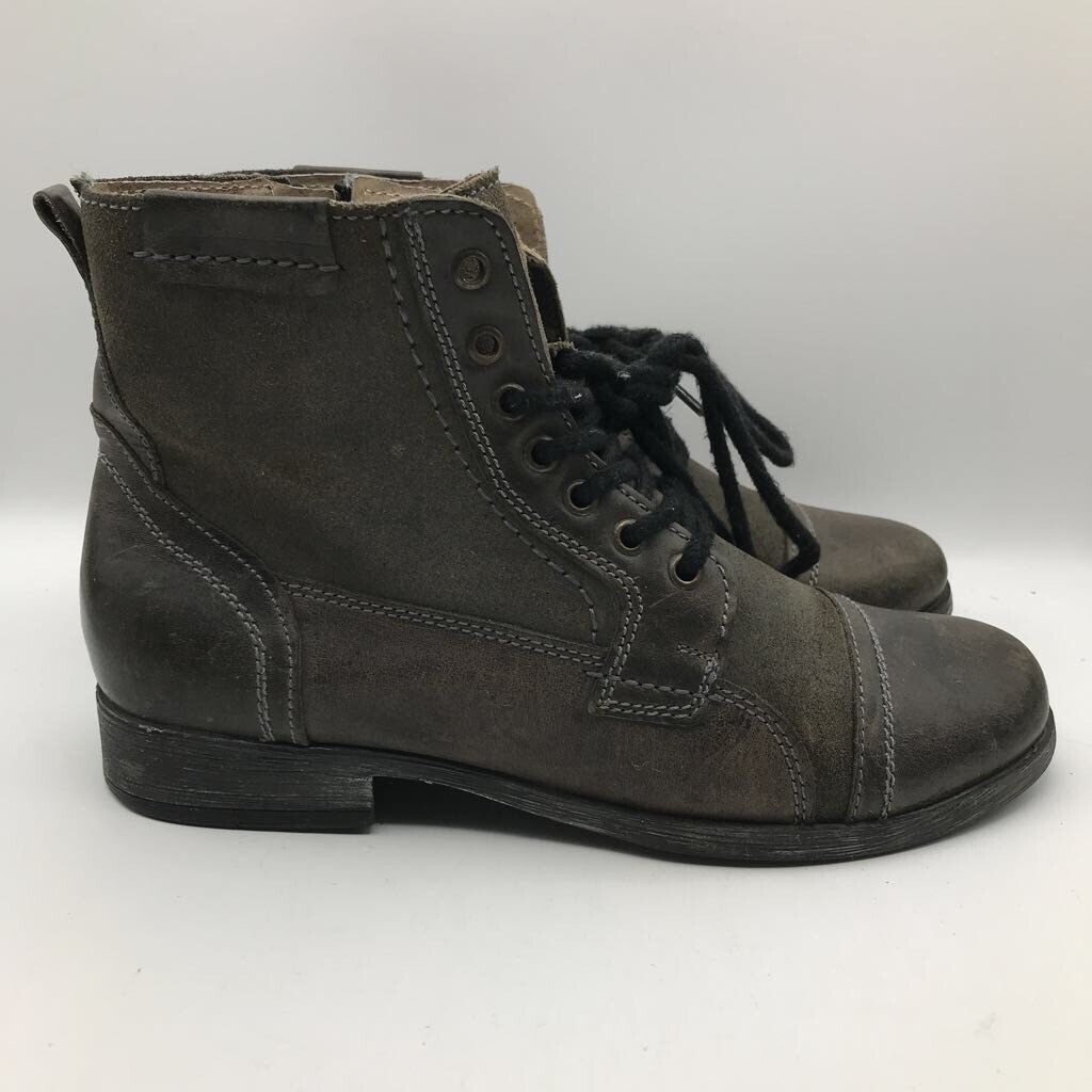 Steve Madden Womens Triggah Combat Ankle Boots Gray Leather  display picture 2