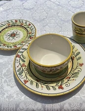 PRICE DROP!! Philippe Richard “Italia” Hand Painted 4 Pc. Setting RETIRED