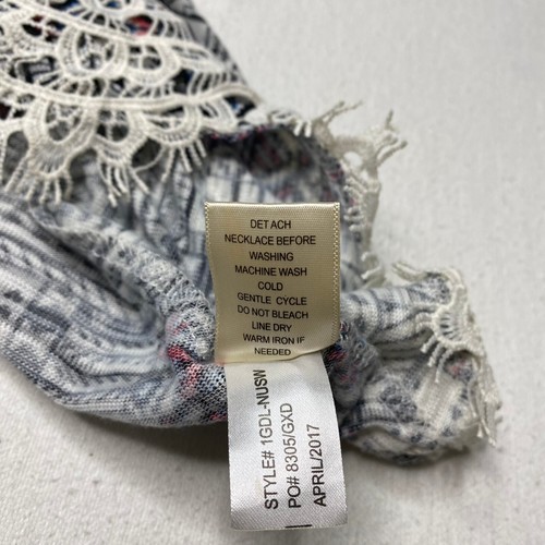 Self Esteem Womens Vest sz S Blue Aztec Open Lightweight Lace Lined Hi Low Hem - Picture 7 of 24