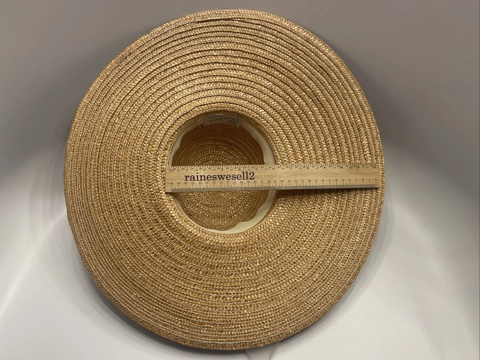 Vintage Rine Chapeaux New Orleans Hat Straw Boater Gold Cord Flowers Sun Party - Image 4 of 4