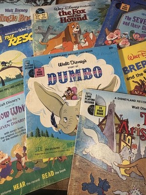 Lot of 8 Vintage SEE HEAR READ Walt Disney's Books & Records 33 1/3 RPM