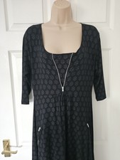 Masai Jersey Dress Zip Pockets Size Medium Hanky Hem Lagenlook Gothic Black