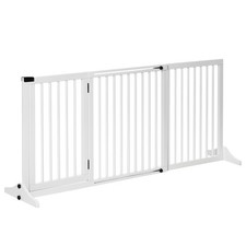 PawHut Adjustable Wooden Pet Gate 3 Panels White 44.5"-65.25" L x 14.25" H