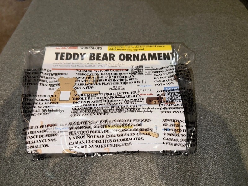 Home Depot Kid's Workshop Teddy Bear Christmas 2025 Ornament. New