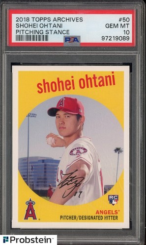 2018 Topps Archives Pitching Stance #50 Shohei Ohtani RC Rookie Angels PSA 10