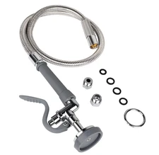 Commercial Kitchen Faucet. TBER 45" Pre-Rinse Hose with Spray Valve Stainless 