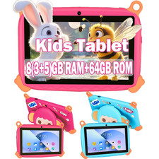 7 inch Kids Tablet Android 13 Tablets 8GB 64GB Octa-core Shockproof Blue Pink