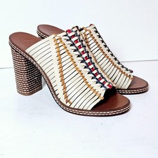 Tory Burch Woven Leather Pecha Stitched Mules Size 8