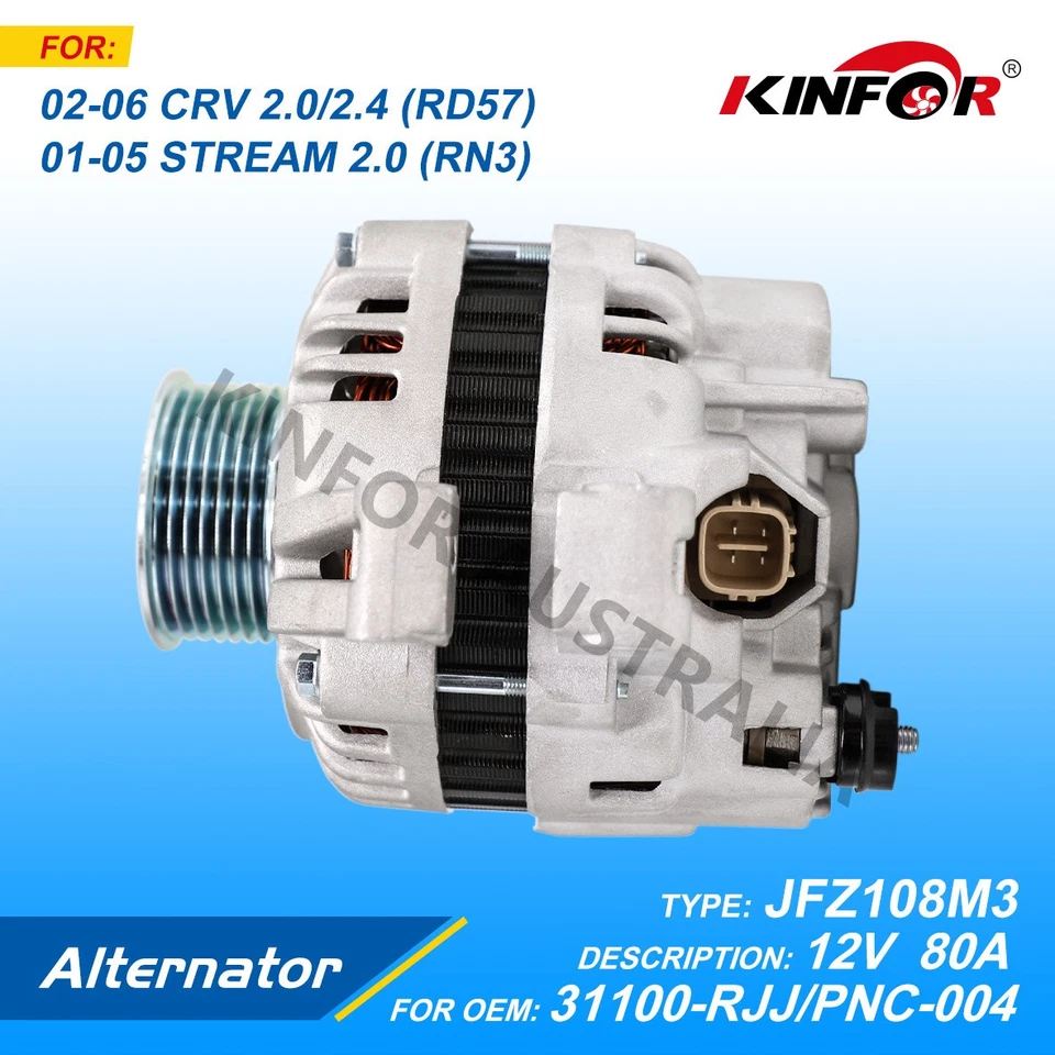 Fred Alternator Fits Honda 2005+ 2.0L 2.4L CIVIC,CRV,RD5,RD7,Stream RN3 31100-RJ - Image 3 of 3