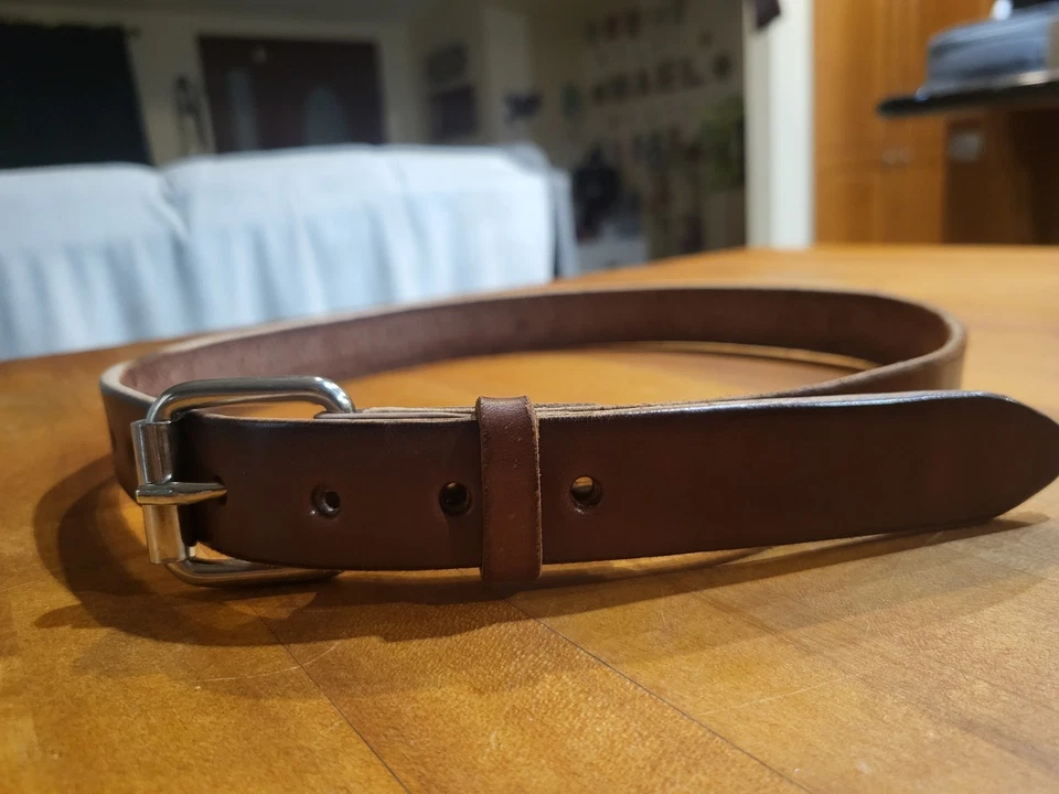 Cinturón de cuero Coach 3915 para hombre talla 34 bronceado británico hebilla de latón macizo Foto 2 de 2