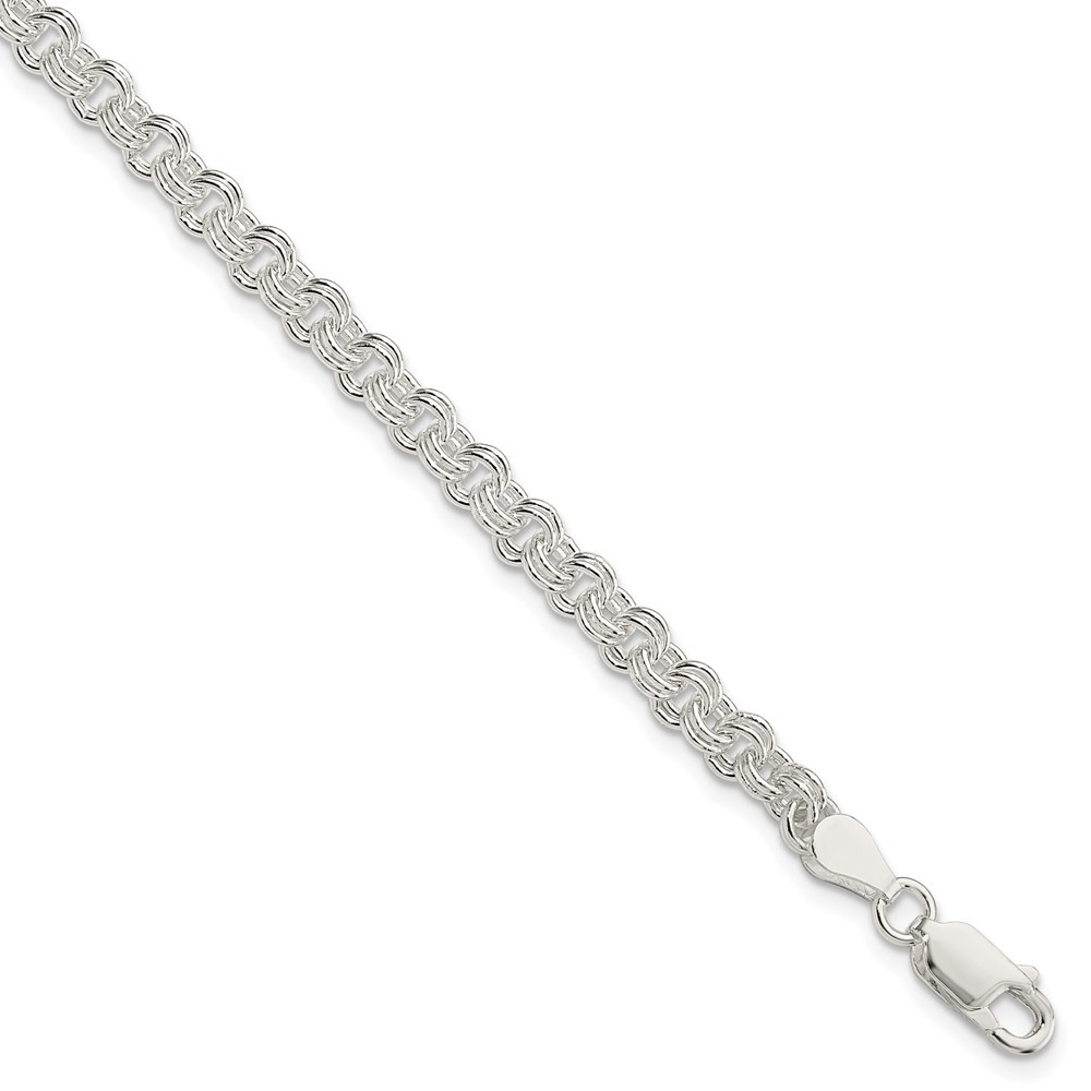 Sterling Silver 4mm Double Link Chain Charm Bracelet 7