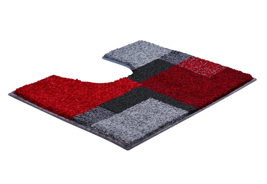 Badteppich Grund Atala rot - grau rutschfest waschbar 60x100cm 70x120cm 50x60cm - Bild 4 von 4