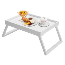 Bamboo Bed Tray Table with Foldable Legs, Breakfast Tray, Laptop Desk for Bed...