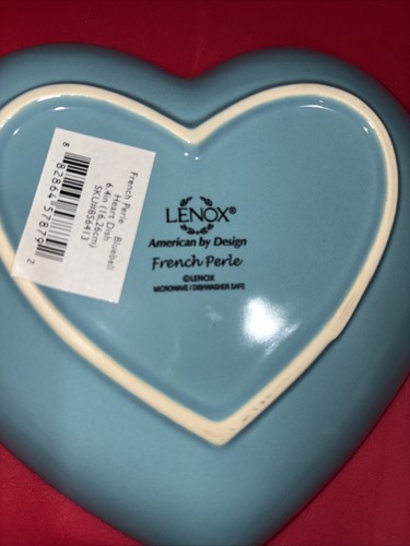 Lenox French Perle Bluebell Ceramic Heart Dish 6.4 In American by Design - Picture 3 of 3
