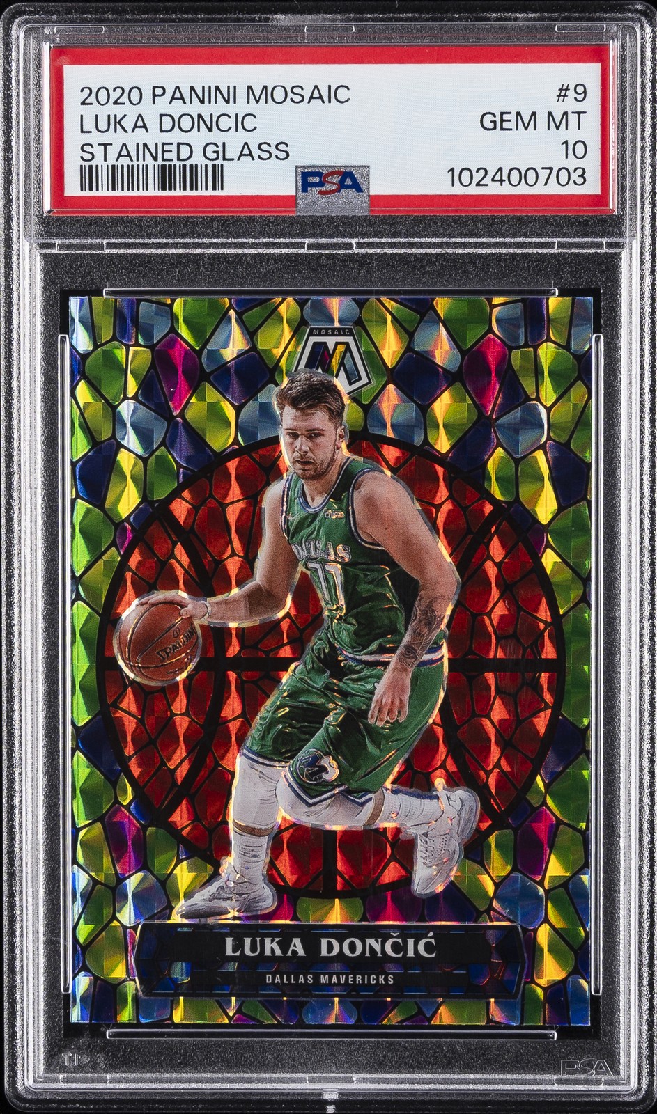 2020 PANINI MOSAIC STAINED GLASS #9 LUKA DONCIC PSA 10