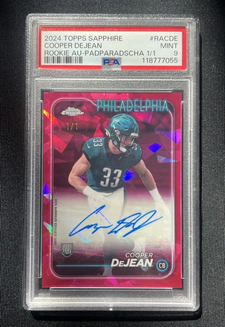 2024 Topps Chrome Sapphire PADPARADSCHA AUTO RC #RA-CDE Cooper DeJean PSA 9 1/1
