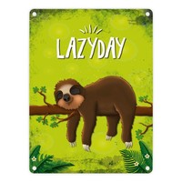 Metallschild Mit Faultier Auf Baum Motiv Und Spruch: Lazyday Schild